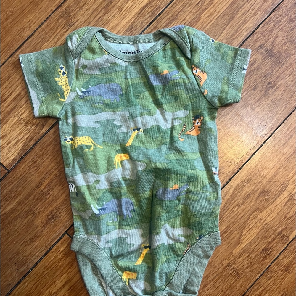 Green Safari Print Baby Onesie